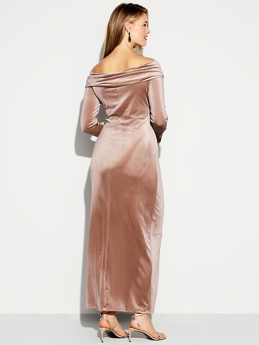 Image number 9 showing, The Occasion by Old Navy Velvet Off-Shoulder Maxi Dress