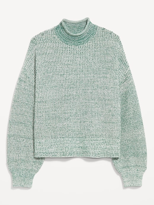 Image number 5 showing, Roll-Neck Marled Seaside Cotton Sweater