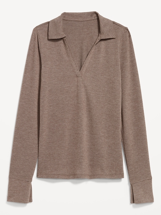 Image number 5 showing, Split-Neck Long-Sleeve Pullover Shirt