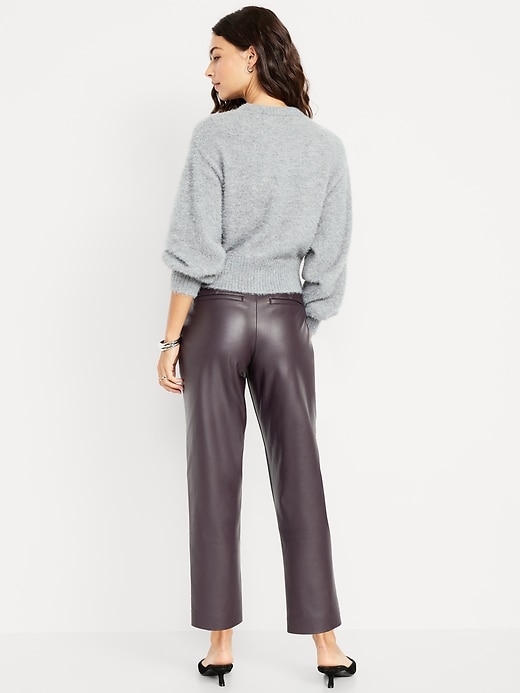 Image number 3 showing, High-Waisted Faux-Leather Pixie Straight Pants