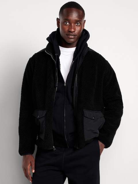 Veste utilitaire ample en sherpa