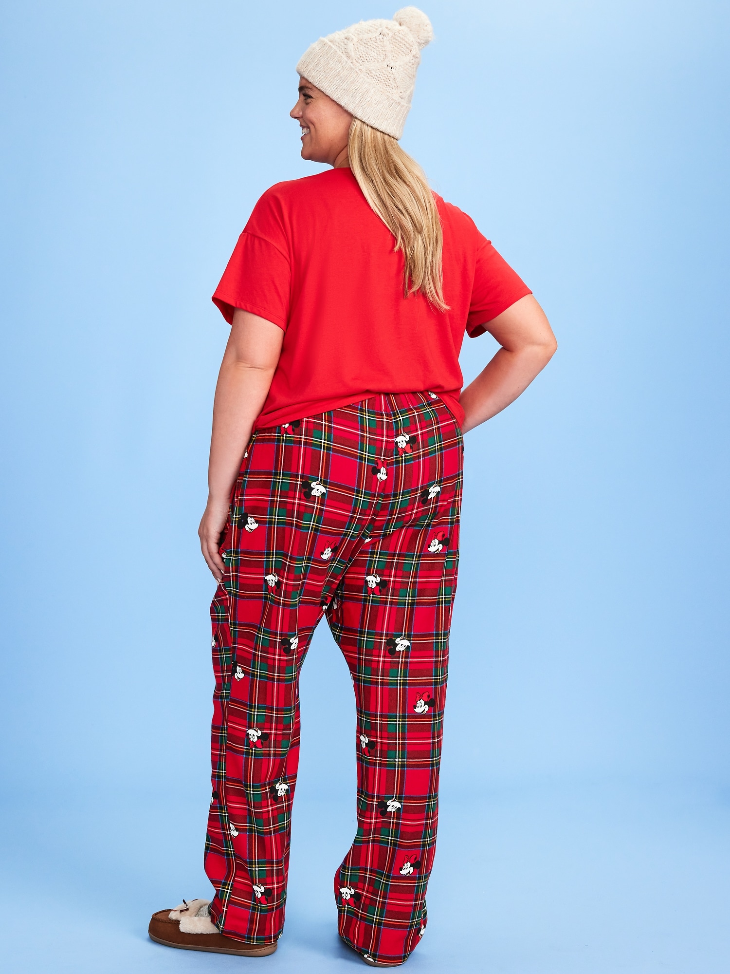 Mid-Rise Plaid Flannel Pajama Pants for Women