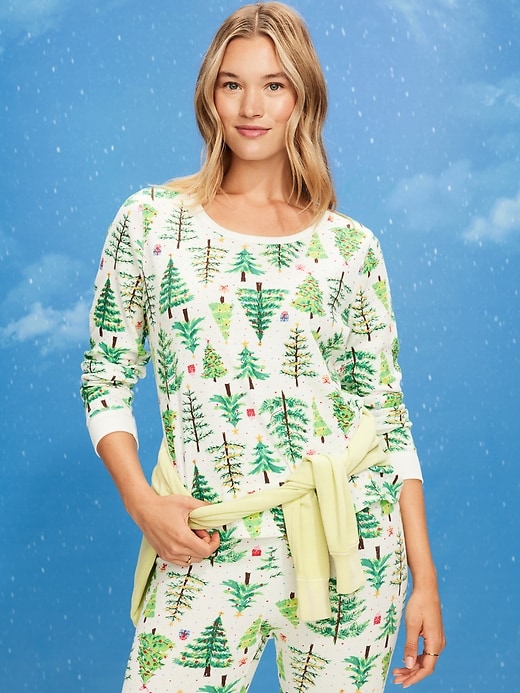 Image number 1 showing, Scoop-Neck Waffle Pajama Top for Women