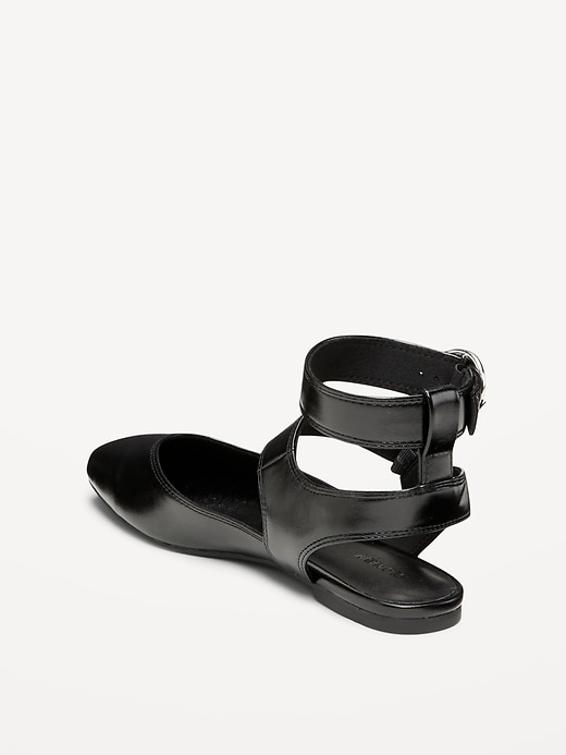 L'image numéro 4 présente Ballerines plates à bride cheville double en similicuir pour femme