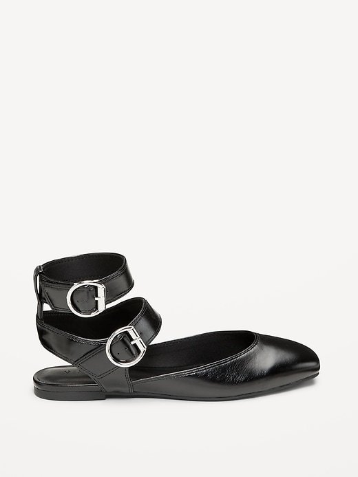 L'image numéro 3 présente Ballerines plates à bride cheville double en similicuir pour femme
