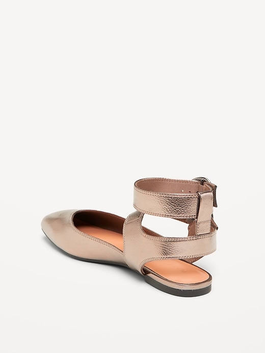 L'image numéro 4 présente Ballerines plates à bride cheville double en similicuir pour femme