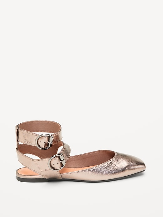 L'image numéro 3 présente Ballerines plates à bride cheville double en similicuir pour femme
