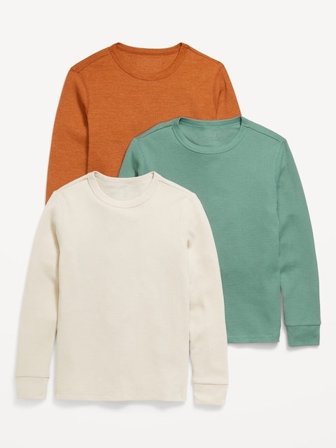 Long-Sleeve Thermal-Knit T-Shirt 3-Pack for Boys - Burnished Ginger