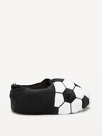 L'image numéro 4 présente Pantoufles en sherpa douillet à motif de soccer unisexe pour enfant
