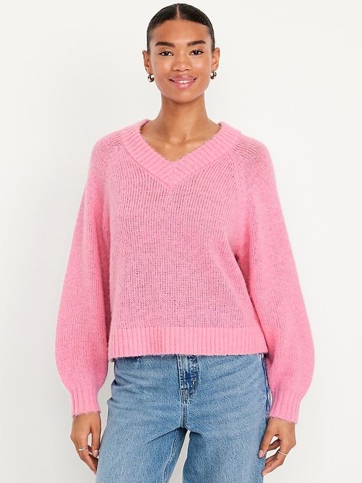 Image number 1 showing, Cozy Cropped V-Neck Sweater