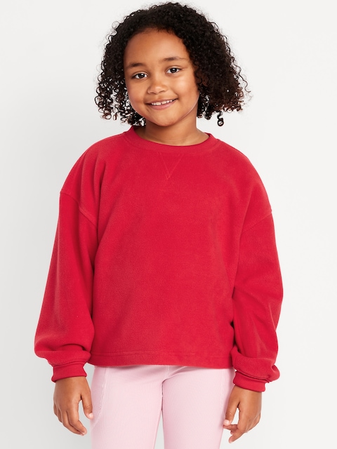 Long-Sleeve Microfleece Top for Girls - Roma Red