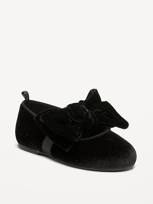 Image number 1 showing, Velvet Bow Ballet Flats for Toddler Girls
