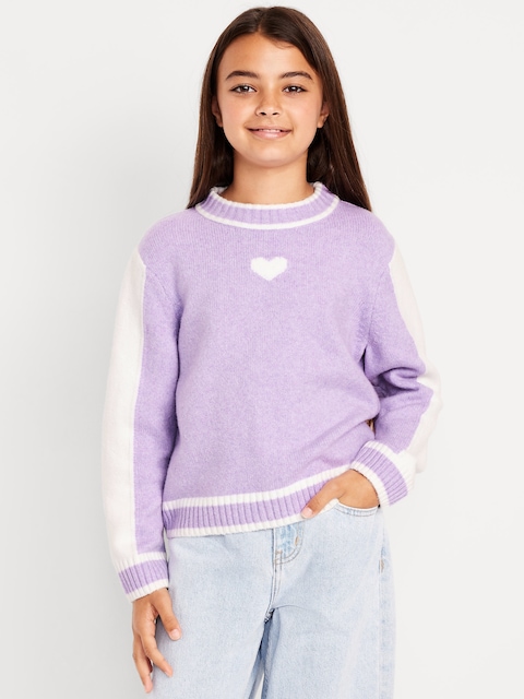 SoSoft Color-Block Mock-Neck Sweater for Girls - Clary Sage