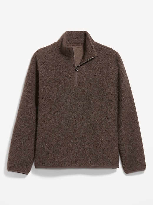 Image number 4 showing, Loose Bouclé Sherpa Quarter-Zip Pullover