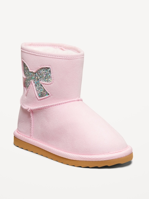 Bottes en suédine à découpe de boucle scintillante pour toute-petite