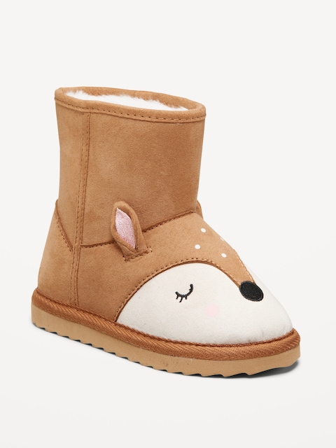 Bottes en suédine et similifourrure à motif de créature pour toute-petite