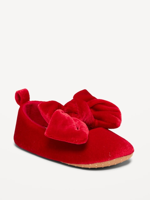 Velvet Bow Ballet Flats for Baby - Roma Red