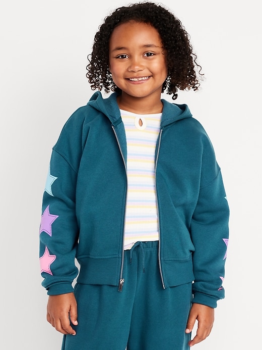 Image number 1 showing, Favorite Fleece Printed Zip-Front Hoodie for Girls