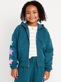 Image number 1 showing, Favorite Fleece Printed Zip-Front Hoodie for Girls