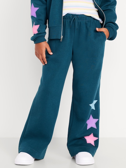 Favorite Fleece High-Waisted Wide-Leg Sweatpants for Girls - Show And Teal