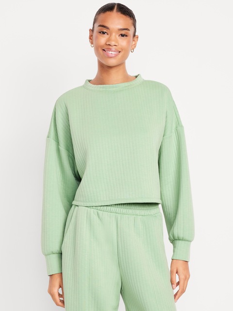 Bounce Fleece Quilted Crew-Neck Top