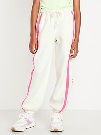 L'image numéro 1 présente Pantalon de jogging en coton ouaté coupe généreuse à taille haute pour fille