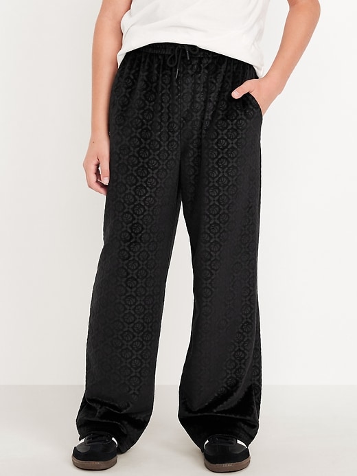 Image number 1 showing, Baggy Embossed Velour Track Pants for Boys