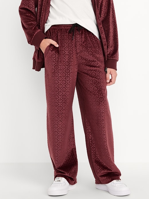Image number 1 showing, Baggy Embossed Velour Track Pants for Boys