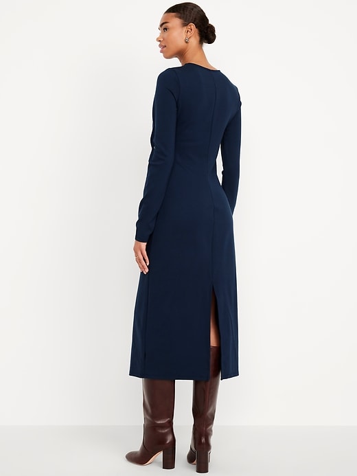 Image number 2 showing, Long-Sleeve Twist-Neck Midi Dress