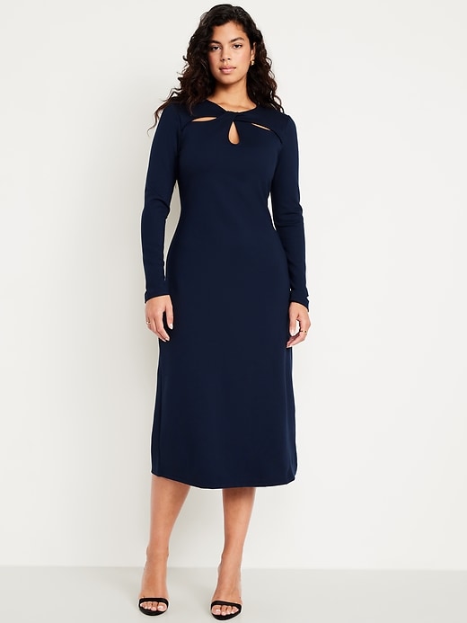 Image number 5 showing, Long-Sleeve Twist-Neck Midi Dress