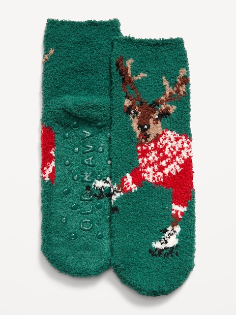 Gender-Neutral Cozy Holiday Socks for Kids - Reindeer