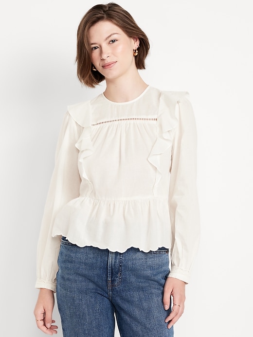 Image number 1 showing, Ruffle Bib Peplum Top