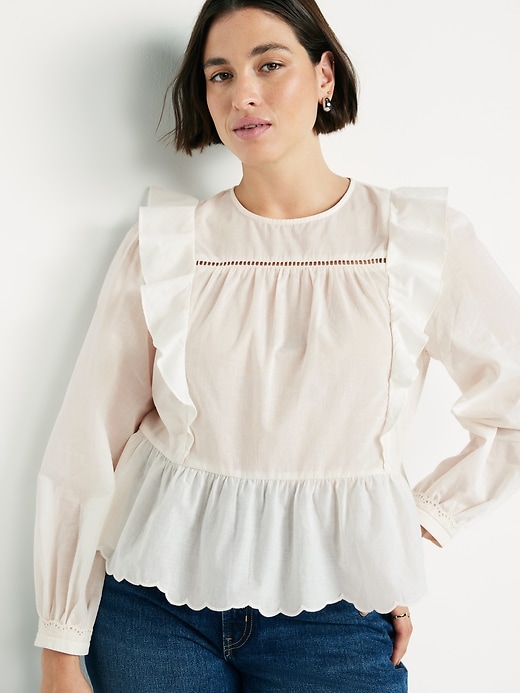 Image number 3 showing, Ruffle Bib Peplum Top