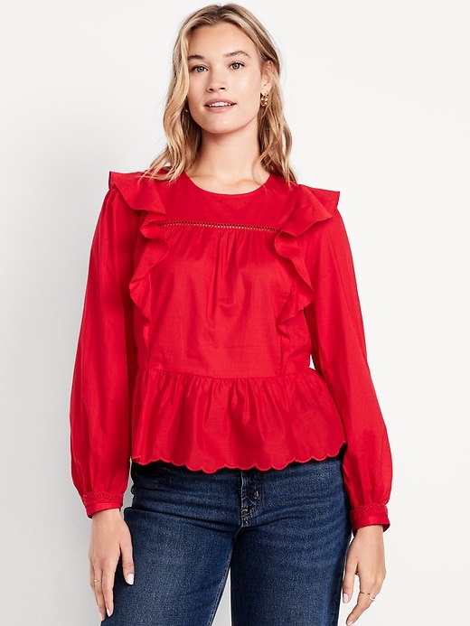 Image number 5 showing, High-Neck Ruffle Peplum Top