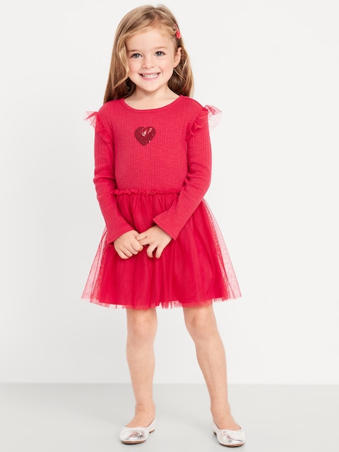 Robe tutu ajustée et évasée à manches longues pour toute-petite fille