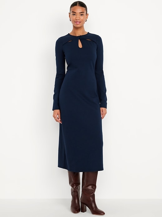 Image number 1 showing, Long-Sleeve Twist-Neck Midi Dress