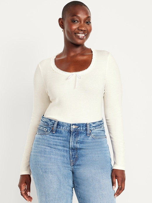 Image number 5 showing, Scoop-Neck Long-Sleeve Ribbed Top