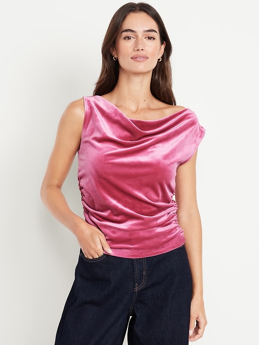 Image number 1 showing, Velvet Ruched Top
