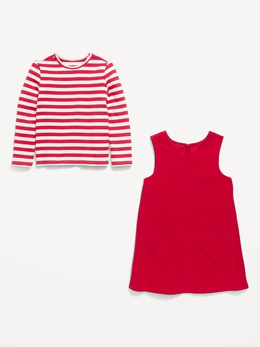 Image number 3 showing, Long-Sleeve Ribbed T-Shirt and Corduroy Dress Set for Toddler Girls