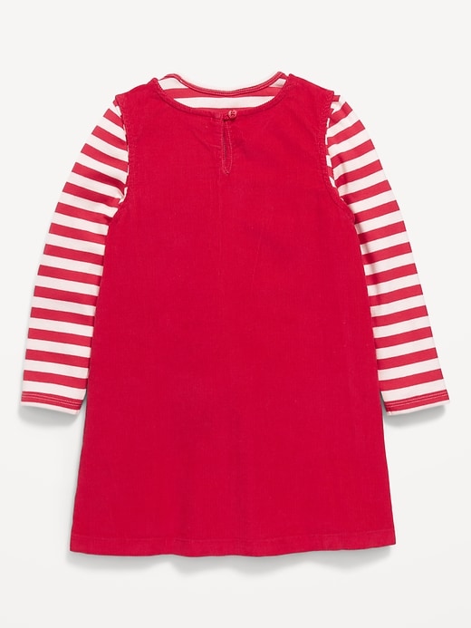 Image number 2 showing, Long-Sleeve Ribbed T-Shirt and Corduroy Dress Set for Toddler Girls