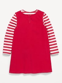Image number 2 showing, Long-Sleeve Ribbed T-Shirt and Corduroy Dress Set for Toddler Girls
