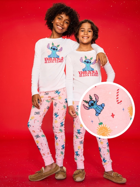 Old Navy x Disney Gender-Neutral Graphic Snug-Fit Pajama Set for Kids - Pink Stitch (Match The Fam!)