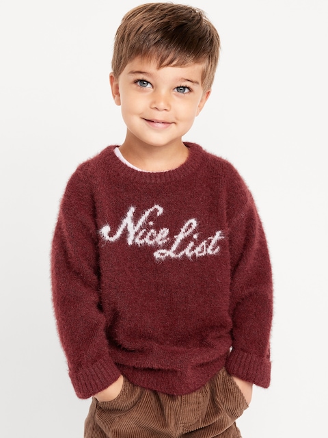 Chandail surdimensionné SoSoft à imprimé des Fêtes pour tout-petit garçon - Bourgogne