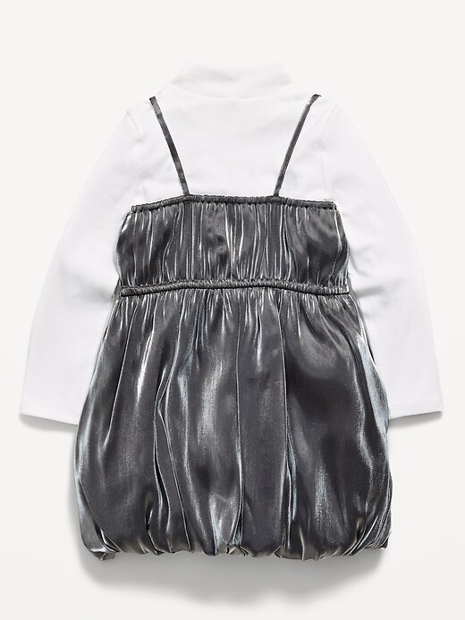 Image number 3 showing, Mock-Neck Top and Satin Bubble Dress Set for Toddler Girls