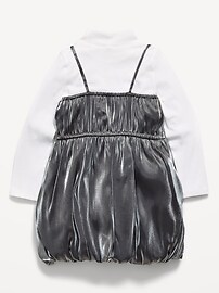 Image number 3 showing, Mock-Neck Top and Satin Bubble Dress Set for Toddler Girls