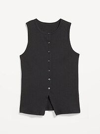 Image number 1 showing, Sleeveless Button-Down Ribbed Top