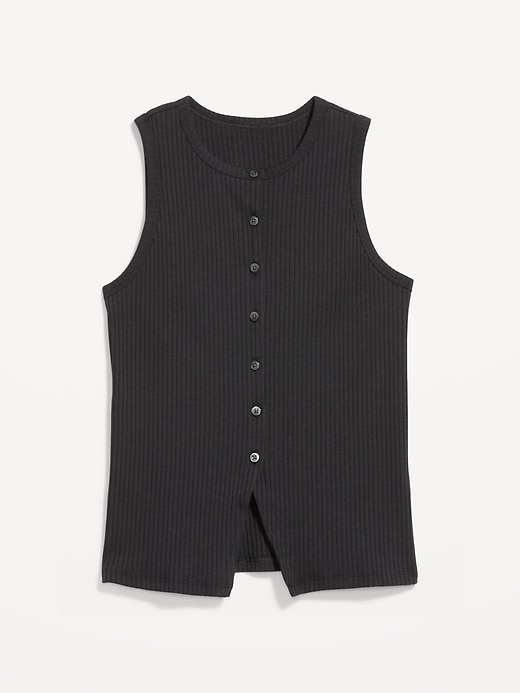 Image number 2 showing, Sleeveless Button-Down Ribbed Top
