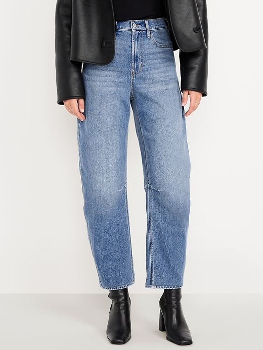 L'image numéro 2 présente Jean Wow coupe baril à taille haute longueur cheville