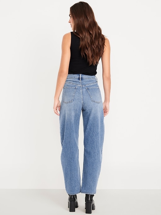 L'image numéro 3 présente Jean Wow coupe baril à taille haute longueur cheville