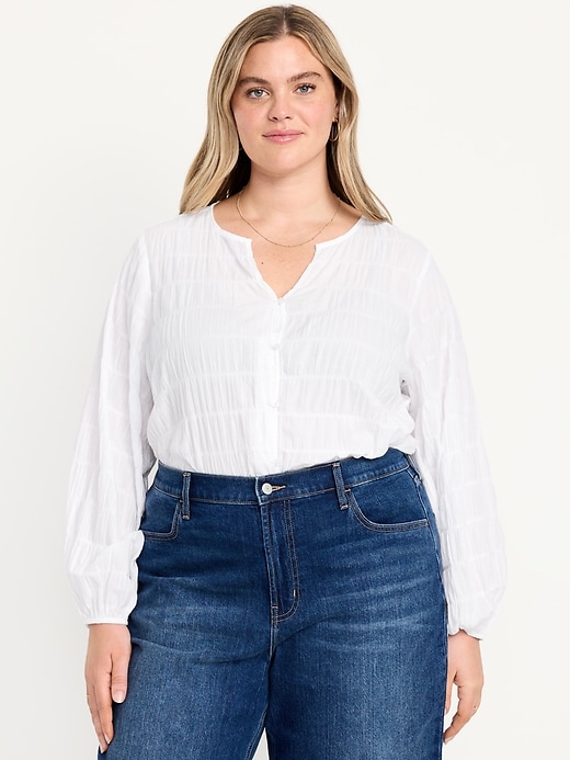 Image number 7 showing, Button-Down Smocked Top